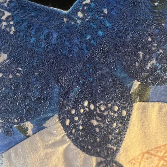 FREE PEOPLE SLEEVELESS BLUE COTTON DRESS WITH EMBROIDERY DETAILS SIZE 10 - Picture 2 of 6